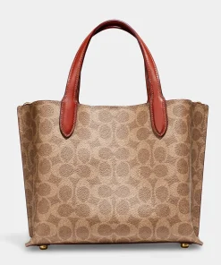 Tote Bags*Coach Women's Coated Canvas Signature Willow Tote Bag 24 - Tan Rust