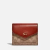 Purses And Cardholders*Coach Women's Colorblock Coated Canvas Signature Wallet - Tan Rust