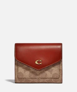 Purses And Cardholders*Coach Women's Colorblock Coated Canvas Signature Wallet - Tan Rust