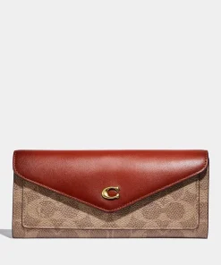 Purses And Cardholders*Coach Women's Colorblock Signature Wyn Soft Wallet - Tan Rust