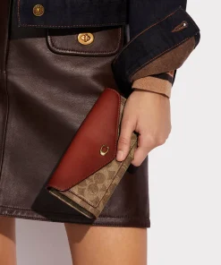 Purses And Cardholders*Coach Women's Colorblock Signature Wyn Soft Wallet - Tan Rust