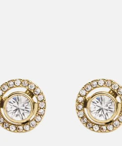 Earrings*Coach Women's Halo Pave 2 In 1 Stud - Gold/Clear