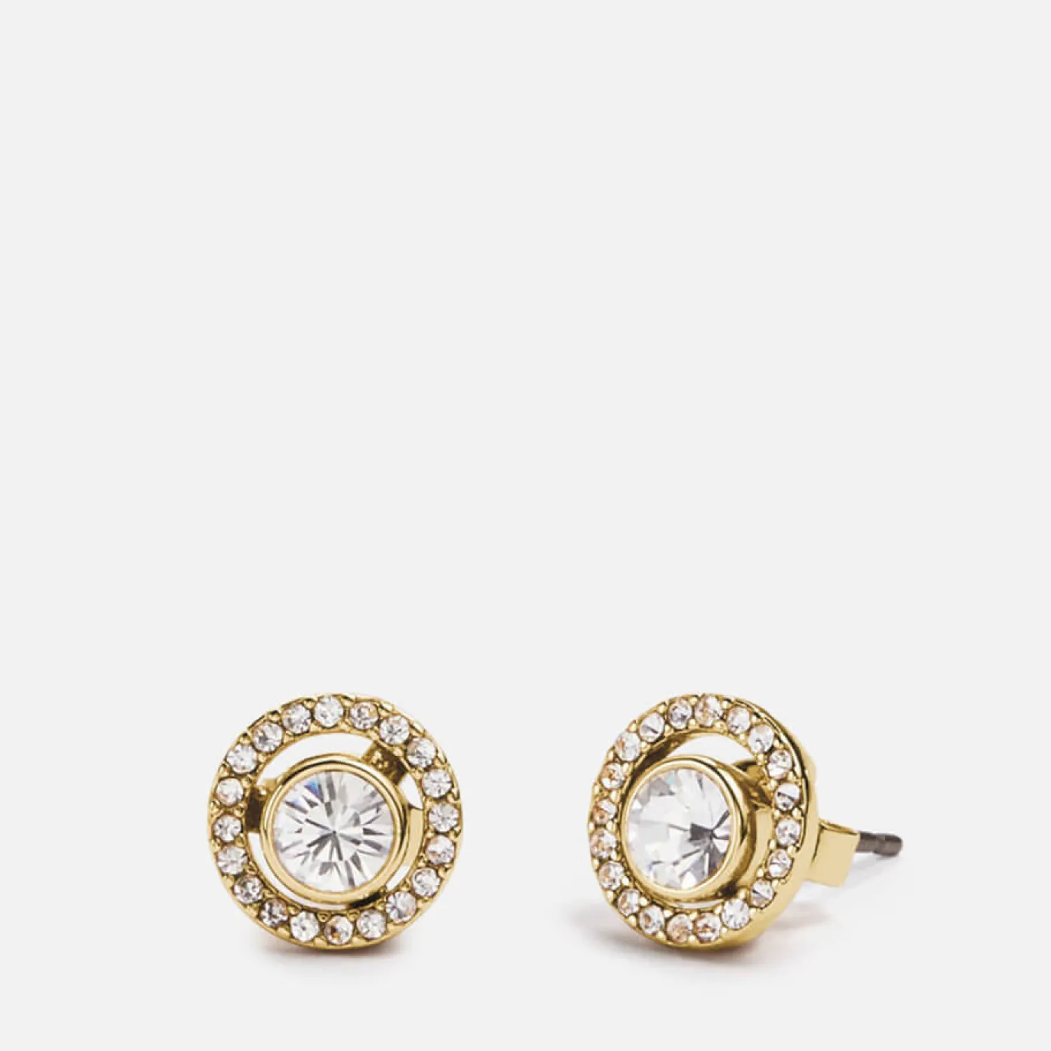 Earrings*Coach Women's Halo Pave 2 In 1 Stud - Gold/Clear