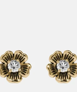 Earrings*Coach Women's Mini Tea Rose 2 In 1 Stud - Gold