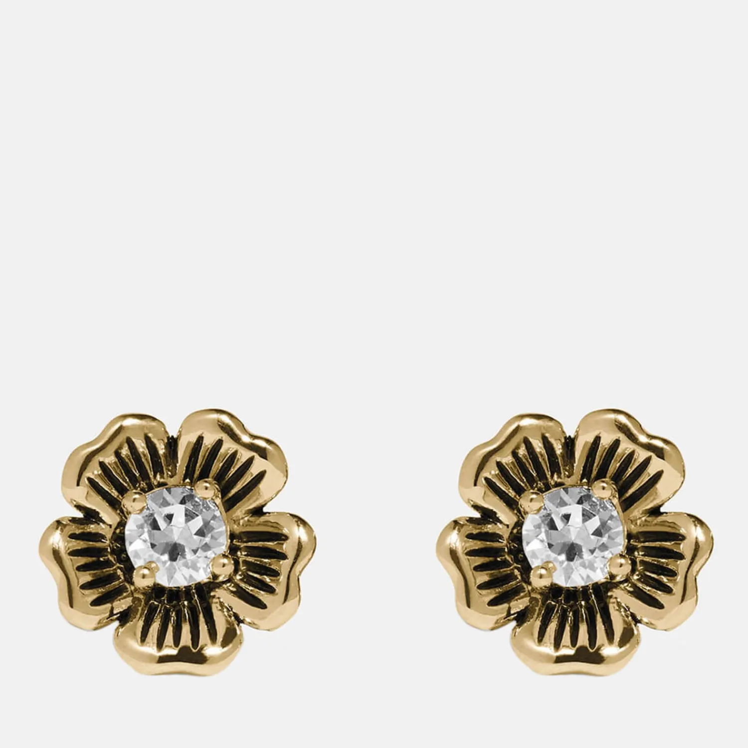 Earrings*Coach Women's Mini Tea Rose 2 In 1 Stud - Gold