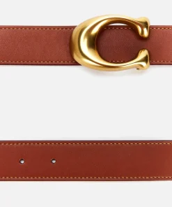 Belts*Coach Women's 32Mm C Reversible Belt - Tan/Red 1941 Saddle