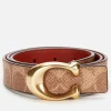 Belts*Coach Women's 25Mm Sculpted C Coated Canvas Reversible Belt - Tan Rust