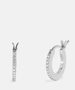 Earrings*Coach Women's Pave Huggie Earrings - Sv/Clear
