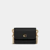 Purses And Cardholders*Coach Women's Refined Calf Leather Card Case With Chain - Black