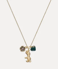 Necklaces*Coach Women's Rexy Heart Charm Pendant Necklace - Gold/Green