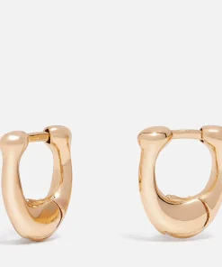Earrings*Coach Women's Signature Huggie - Gold