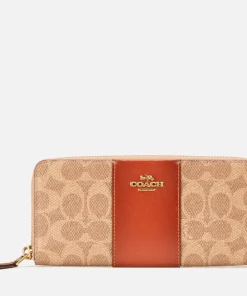 Purses And Cardholders*Coach Women's Signature Zip Wallet - Tan Rust