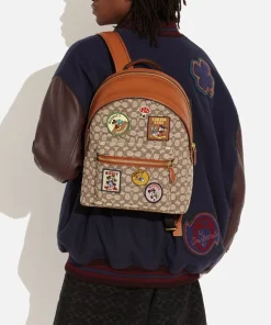 Backpacks*Coach X Disney Forever Charter Designer Patched Jacquard Backpack