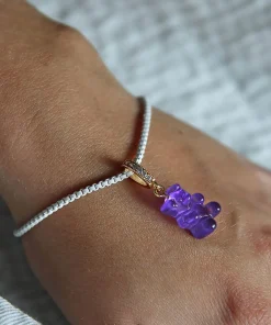 Necklaces*Crystal Haze Women's Jelly Nostalgia Bear Pave Pendant - Plum