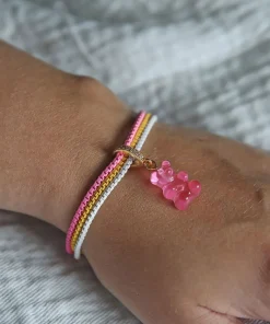 Necklaces*Crystal Haze Women's Jelly Nostalgia Bear Pave Pendant - Bubble Gum