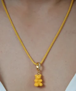 Necklaces*Crystal Haze Women's Pave Nostalgia Bear Pendant - New York Taxi Yellow