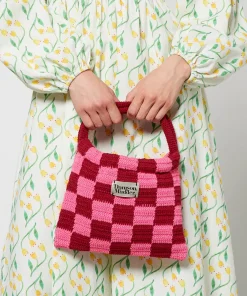 Shoulder Bags*Damson Madder Checkerboard Crochet Bag