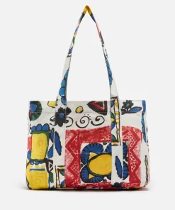 Tote Bags*Damson Madder Large Printed Organic Cotton Tote Bag