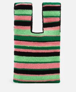 Shoulder Bags*Damson Madder Striped Crochet Bag