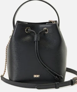 Bucket Bags*DKNY Women's Bryant Drawstring Bucket Bag - Black/Gold