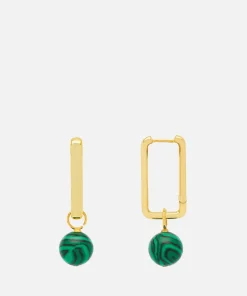 Jewellery Sets*Estella Bartlett Elongated Gold-Plated Square Hoop With Malachite Drop