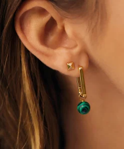 Jewellery Sets*Estella Bartlett Elongated Gold-Plated Square Hoop With Malachite Drop