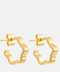 Earrings*Estella Bartlett Flat Wave Gold-Tone Hoop Earrings