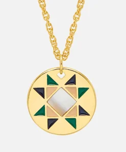 Necklaces*Estella Bartlett Gold-Plated Quilted Pattern Round Pendant