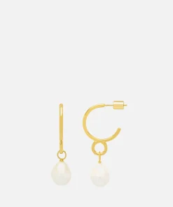 Earrings*Estella Bartlett Gold-Plated Organic Twist Pearl Drop Hoop