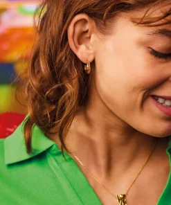 Earrings*Estella Bartlett Hammered Gold-Plated Hoop Earrings