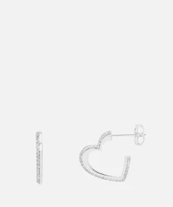 Earrings*Estella Bartlett Silver-Plated Open Heart Hoop