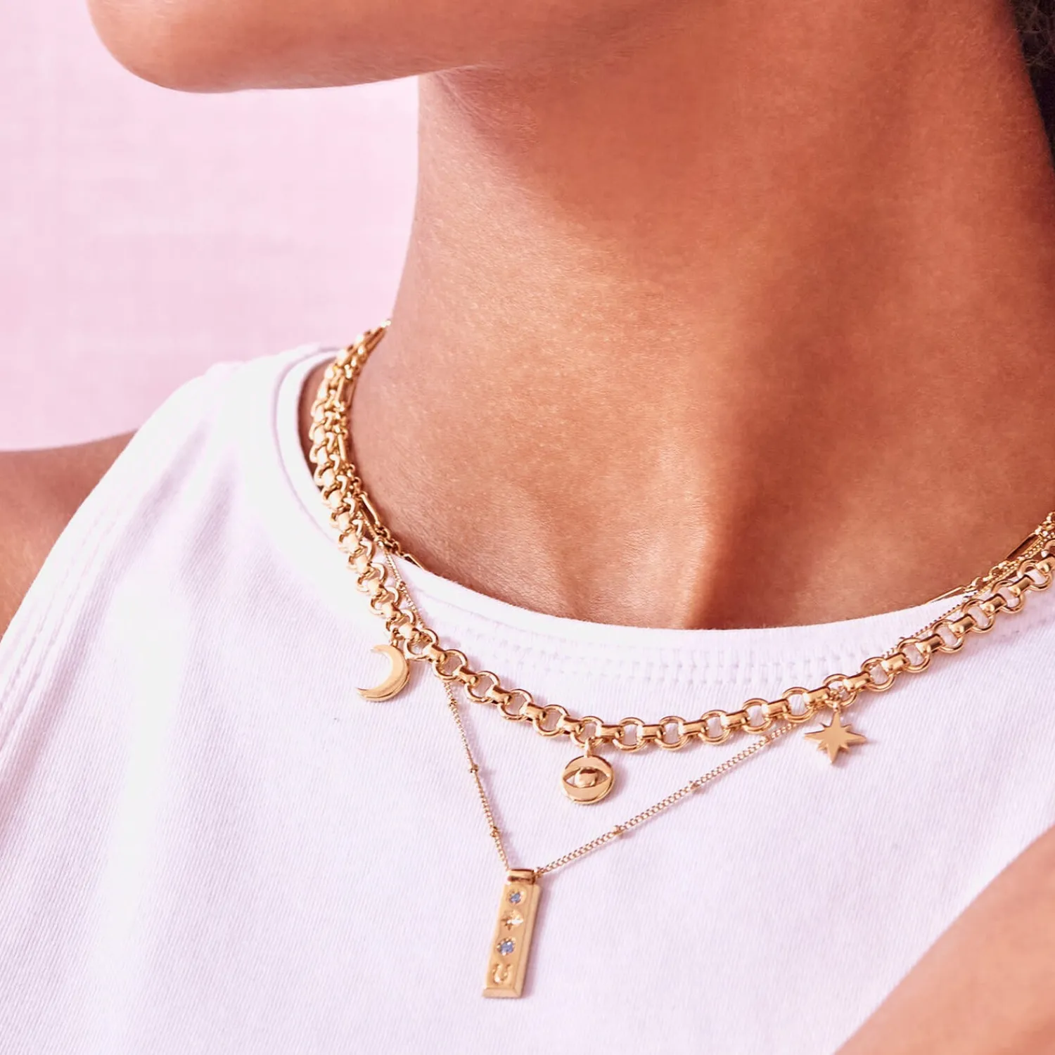 Necklaces*Estella Bartlett Women's Chunky Chain Motif Necklace - Gold Plate/Gold Plated