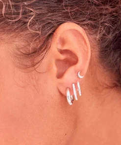 Earrings*Estella Bartlett Women's Chunky Semi Circle Hoop - Silver Plate