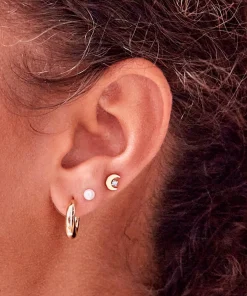 Earrings*Estella Bartlett Women's Chunky Semi Circle Hoop - Gold Plate