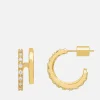 Earrings*Estella Bartlett Women's Double Loop Hoops With Cz - Gold Plate