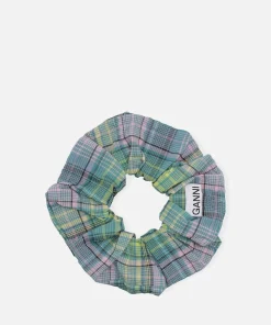 Hair Accessories*Ganni Checked Organic Cotton-Blend Seersucker Scrunchie