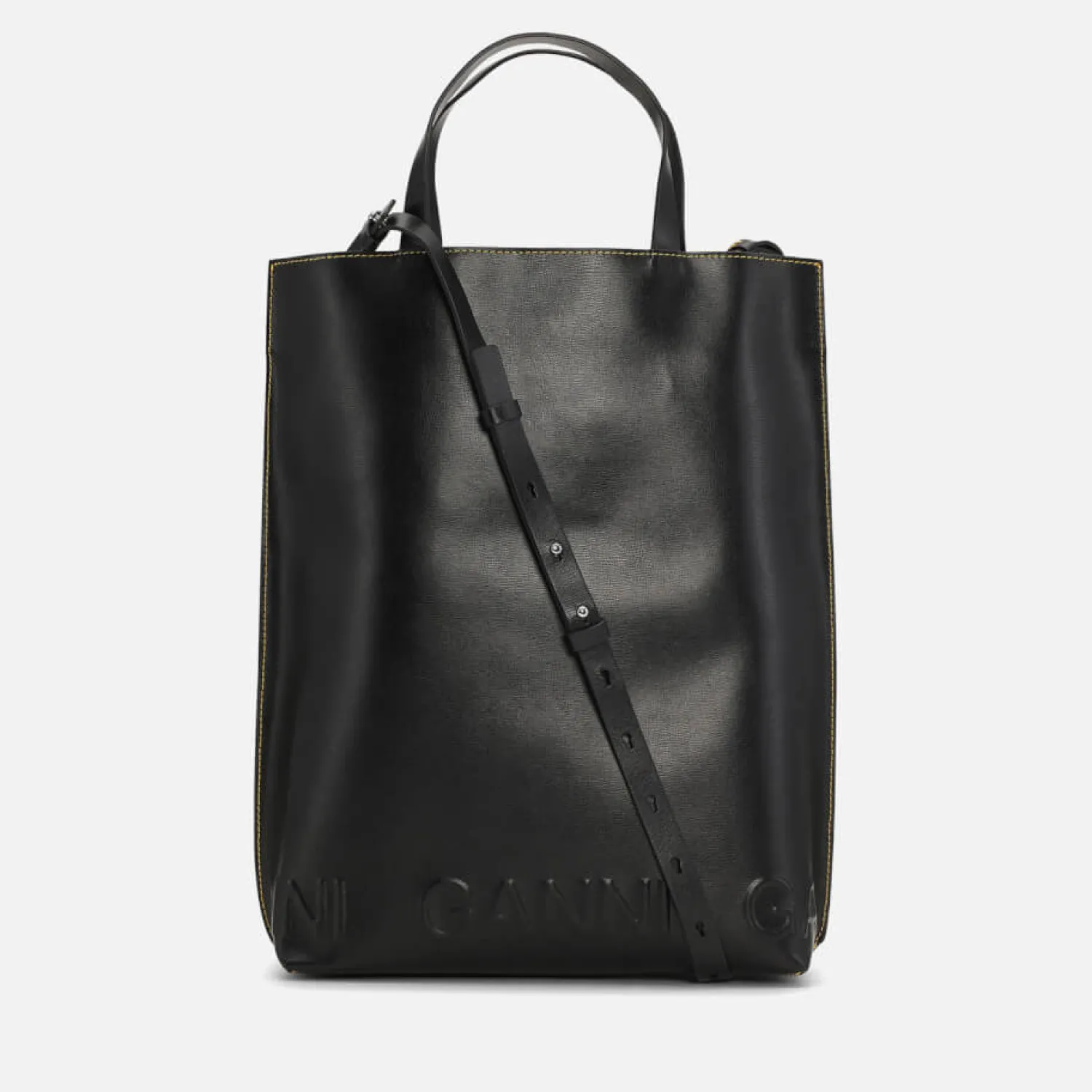 Tote Bags*Ganni Medium Banner Logo Leather Tote Bag