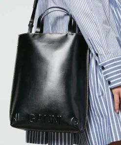 Tote Bags*Ganni Medium Banner Logo Leather Tote Bag