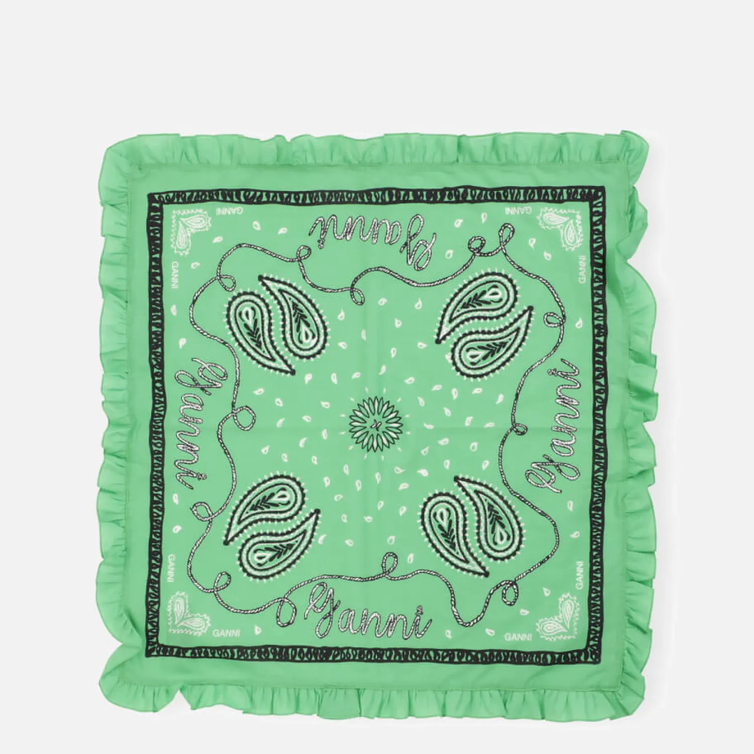 Hats Scarves & Gloves*Ganni Ruffled Organic-Cotton Bandana