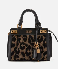 Satchels*Guess Katey Faux Leather And Flocked Jacquard Satchel
