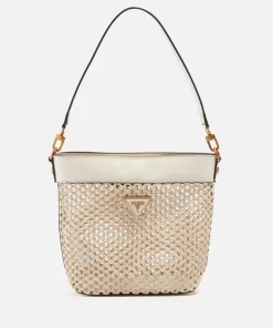 Bucket Bags*Guess Vikky Logo-Appliqued Raffia Bucket Bag