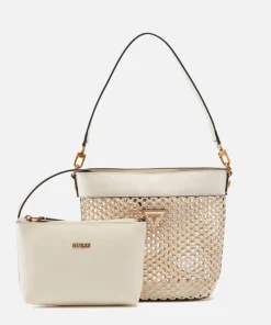 Bucket Bags*Guess Vikky Logo-Appliqued Raffia Bucket Bag