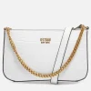 Shoulder Bags*Guess Women's Katey Croc Mini Top Zip Shoulder Bag - White