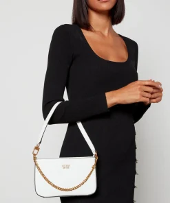 Shoulder Bags*Guess Women's Katey Croc Mini Top Zip Shoulder Bag - White