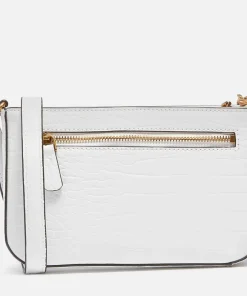 Shoulder Bags*Guess Women's Katey Croc Mini Top Zip Shoulder Bag - White