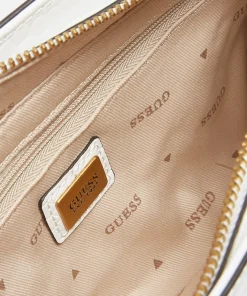 Shoulder Bags*Guess Women's Katey Croc Mini Top Zip Shoulder Bag - White