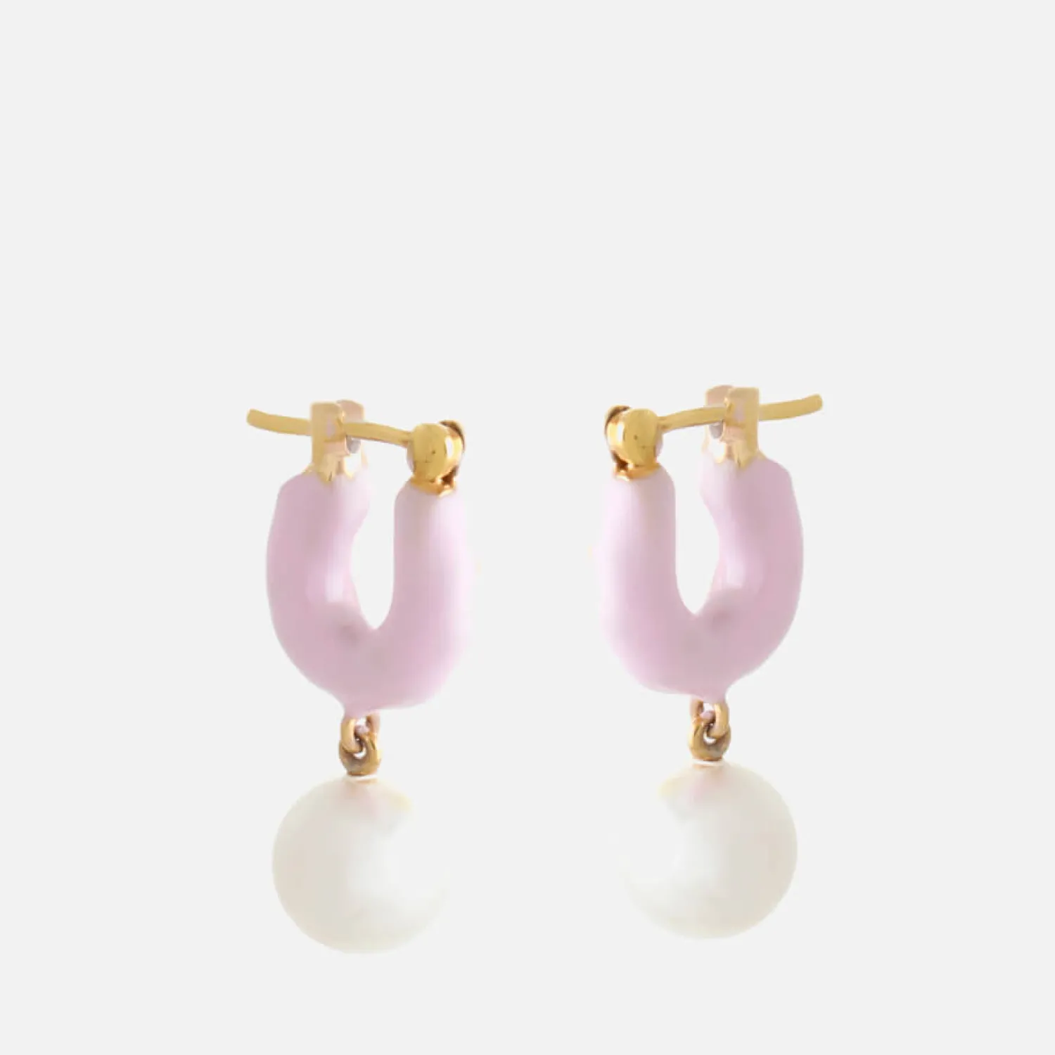 Earrings*Joanna Laura Constantine Wave Pearlenamel And Gold-Tone Hoop Earrings