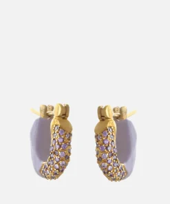 Earrings*Joanna Laura Constantine Enamelcrystal And Gold-Tone Hoop Earrings