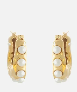 Earrings*Joanna Laura Constantine Women's Waves Hoop With Pearl - Gold