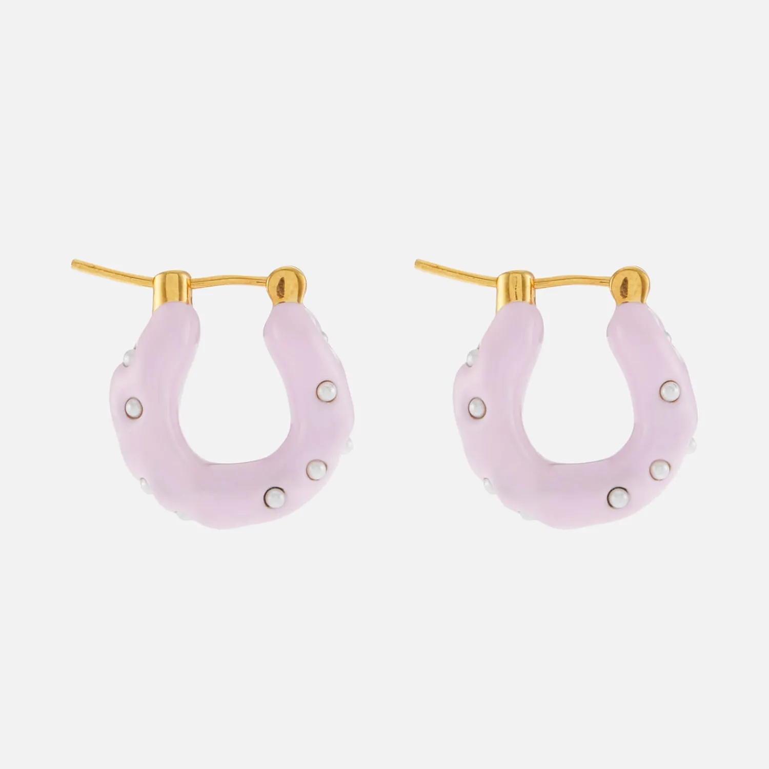 Earrings*Joanna Laura Constantine Enamelmini Pearl And Gold-Tone Hoop Earrings